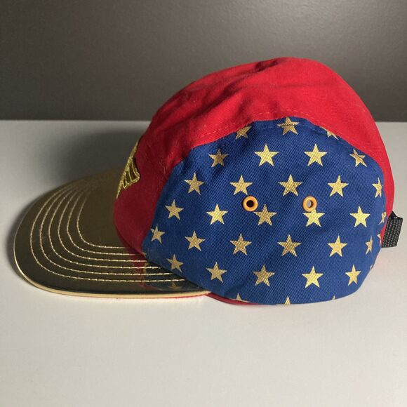 Wonder Woman Hat Red & Blue w/ Gold Bill (DC Comics, One Size Adjustable) Cap - Picture 4 of 9